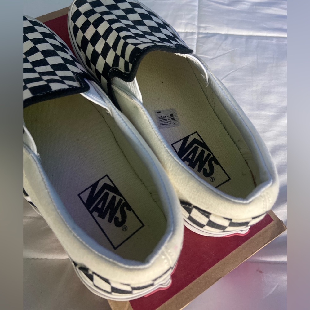 Classic Checkerboard Slip-On B&W Vans - Picture 3 of 5